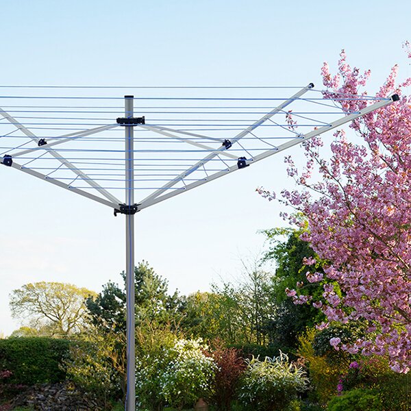 Erga Garden 5000, volně stojící 4-ramenný zahradní sušák na prádlo 200x200x195 cm, stříbrná-červená, ERG-SEP-10SUSOGRGAR50
