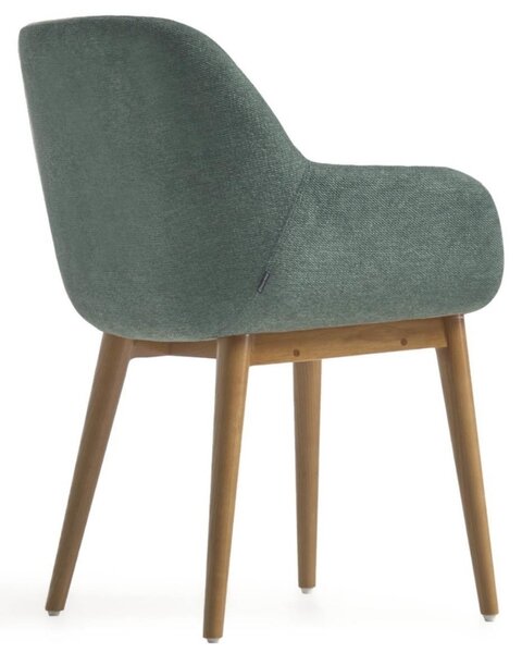 Zelená čalouněná jídelní židle Kave Home Konna s tmavou podnoží