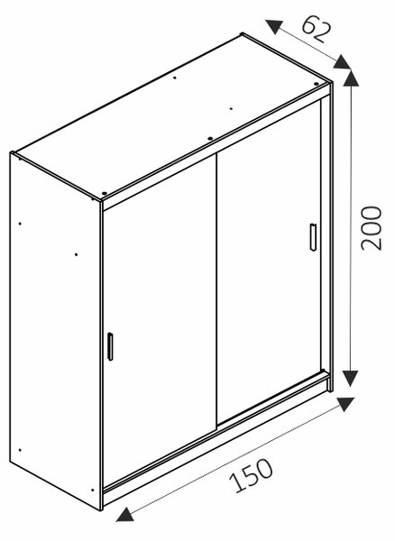 PIASKI SKŘÍNĚ Šatní skříň - MAJA 150/1, dub sonoma