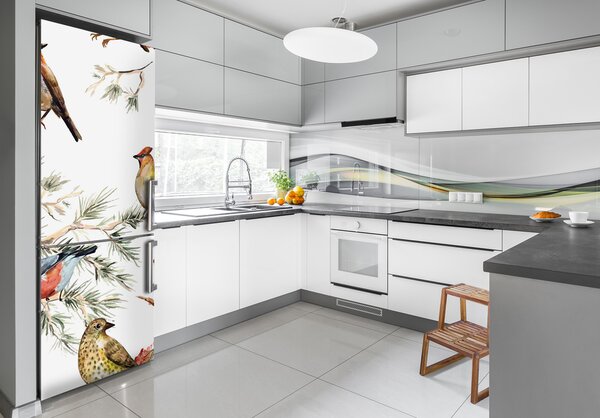 Nálepka fototapeta lednička Ptáci a jehličňany FridgeStick-70x190-f-80184720