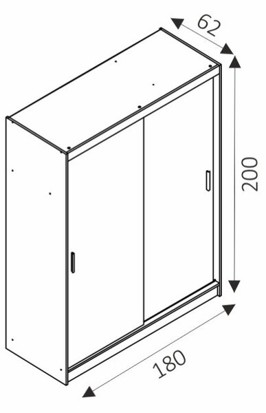 PIASKI SKŘÍNĚ Šatní skříň - MAJA 3/180, dub sonoma