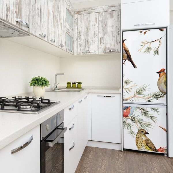 Nálepka fototapeta lednička Ptáci a jehličňany FridgeStick-70x190-f-80184720