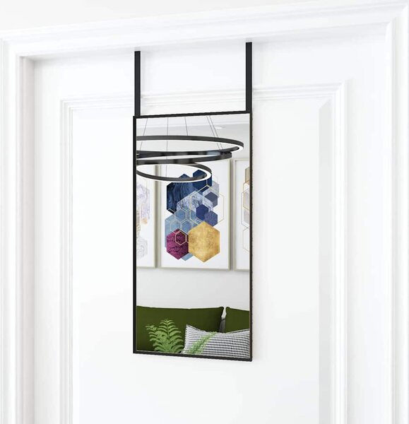 Zrcadlo na dveře černé 30 x 60 cm sklo a hliník 327403