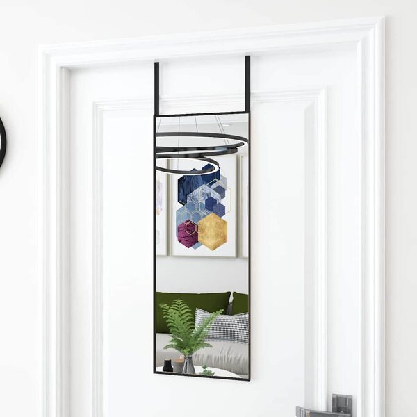 Zrcadlo na dveře černé 30 x 80 cm sklo a hliník 327404
