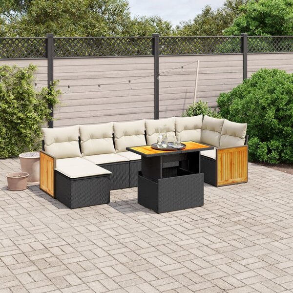 8dílná zahradní sedací souprava s poduškami černá polyratan 3274066