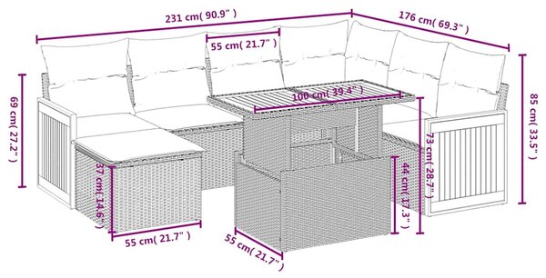 8dílná zahradní sedací souprava s poduškami černá polyratan 3274072