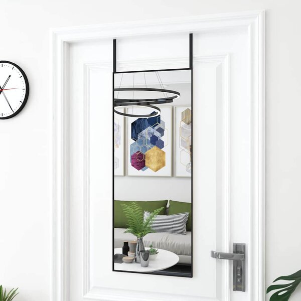 Zrcadlo na dveře černé 40 x 100 cm sklo a hliník 327408