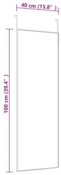 Zrcadlo na dveře černé 40 x 100 cm sklo a hliník 327408