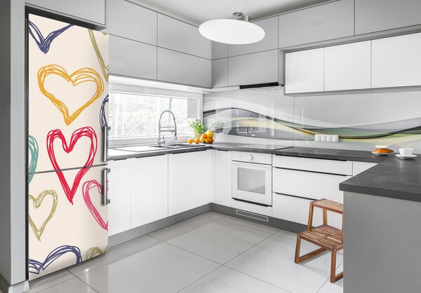 Nálepka fototapeta lednička Barevná srdce FridgeStick-70x190-f-80285060