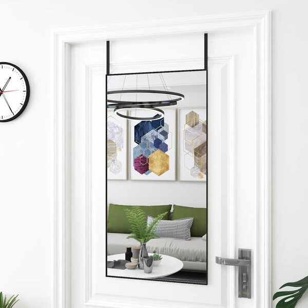 Zrcadlo na dveře černé 50 x 100 cm sklo a hliník 327411