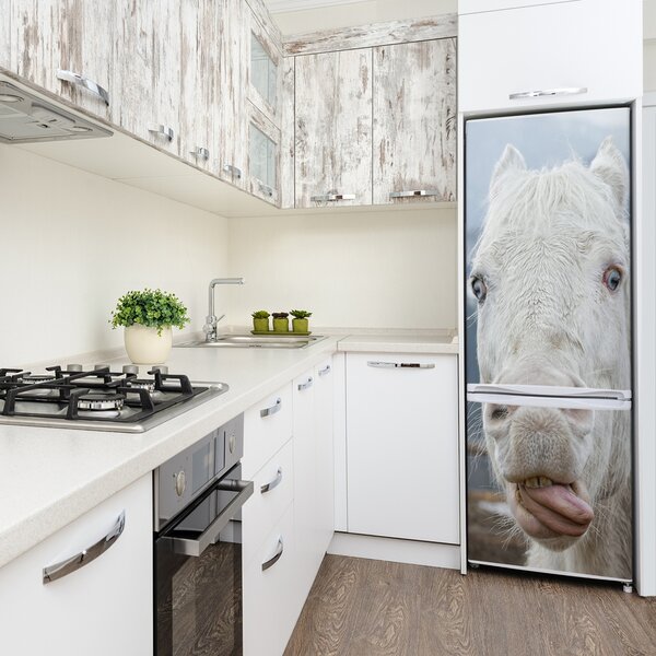 Foto nálepka na ledničku Šílený bílý kůň FridgeStick-70x190-f-80296116