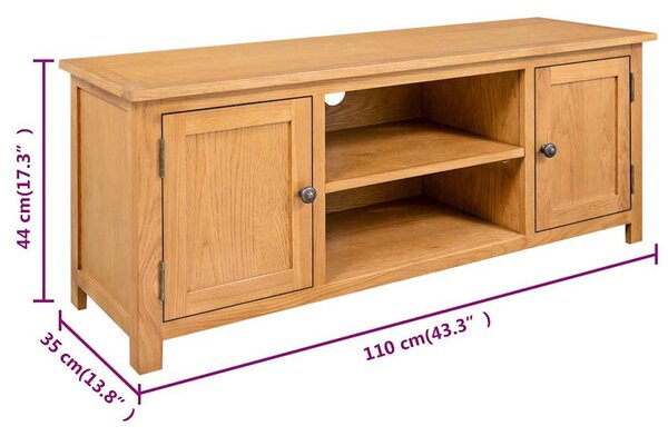 TV stolek 110 x 35 x 44 cm masivní dubové dřevo 327434