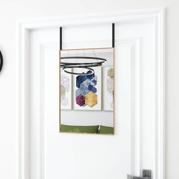 Zrcadlo na dveře zlaté 40 x 60 cm sklo a hliník 327415