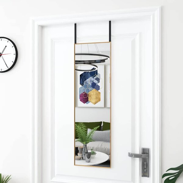 Zrcadlo na dveře zlaté 30 x 100 cm sklo a hliník 327414