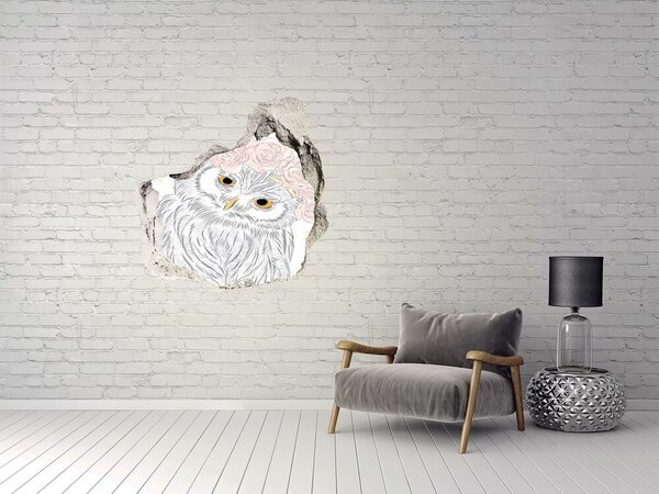 Díra 3D fototapeta na stěnu Sova na věnečku nd-p-104896782