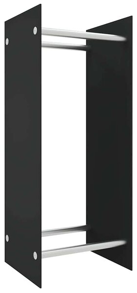 Stojan na palivové dříví černý 40 x 35 x 100 cm tvrzené sklo 327467