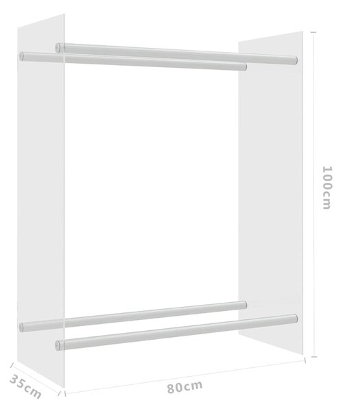 Stojan na palivové dříví průhledný 80x35x100 cm tvrzené sklo 327469