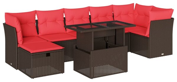 8dílná zahradní sedací souprava s polštáři hnědá polyratan 3274674