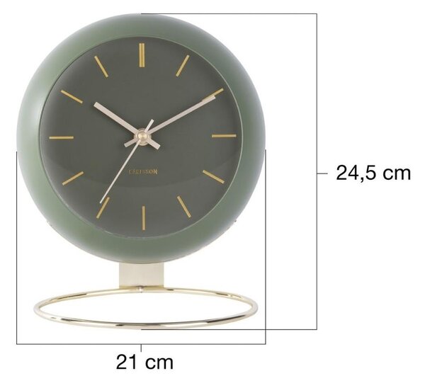 Present time Zeleno-zlatý kovový kulatý budík Belene M