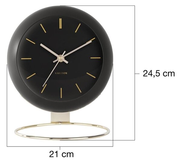 Present time Černo-zlatý kovový kulatý budík Belene M