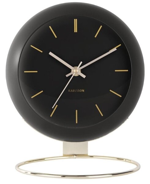 Present time Černo-zlatý kovový kulatý budík Belene M