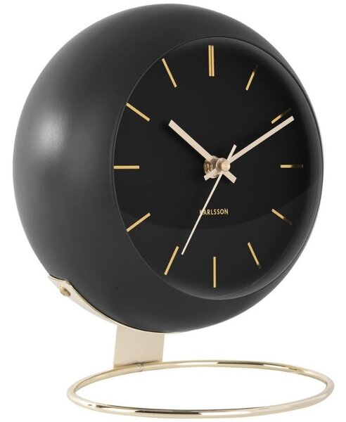 Present time Černo-zlatý kovový kulatý budík Belene M