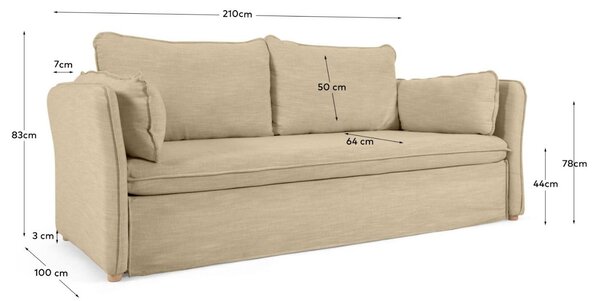 Kave Home Rozkládací pohovka Tanit 210 cm