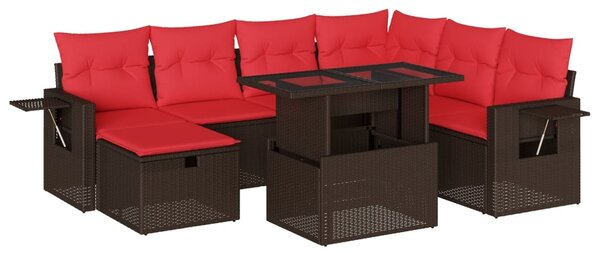 8dílná zahradní sedací souprava s polštáři hnědá polyratan 3275004