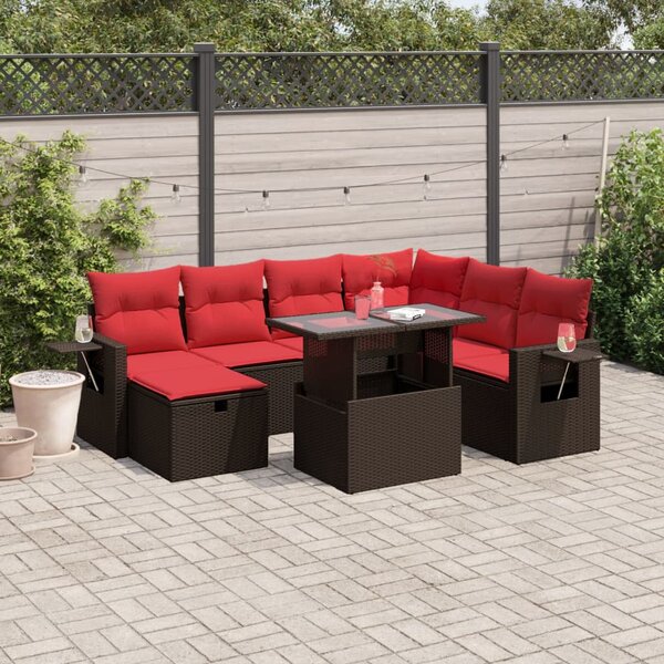 8dílná zahradní sedací souprava s polštáři hnědá polyratan 3275004
