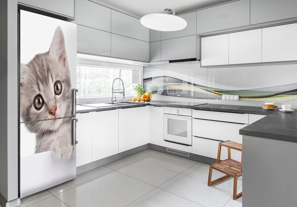 Nálepka fototapeta lednička Šedá kočka FridgeStick-70x190-f-80791907