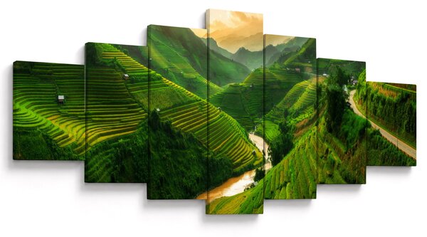 Obraz - Rýžové terasy Mu Cang Chai (210x100 cm)