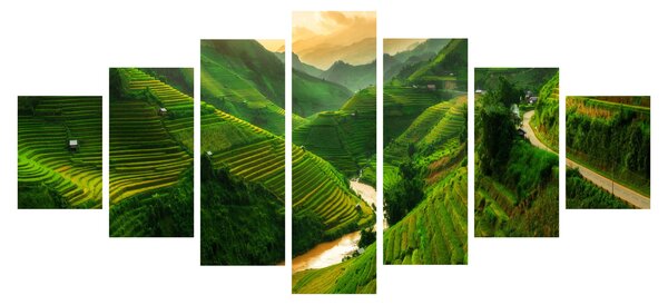Obraz - Rýžové terasy Mu Cang Chai (210x100 cm)