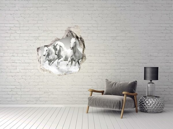 Díra 3D fototapeta na stěnu Bílí koně nd-p-44040199