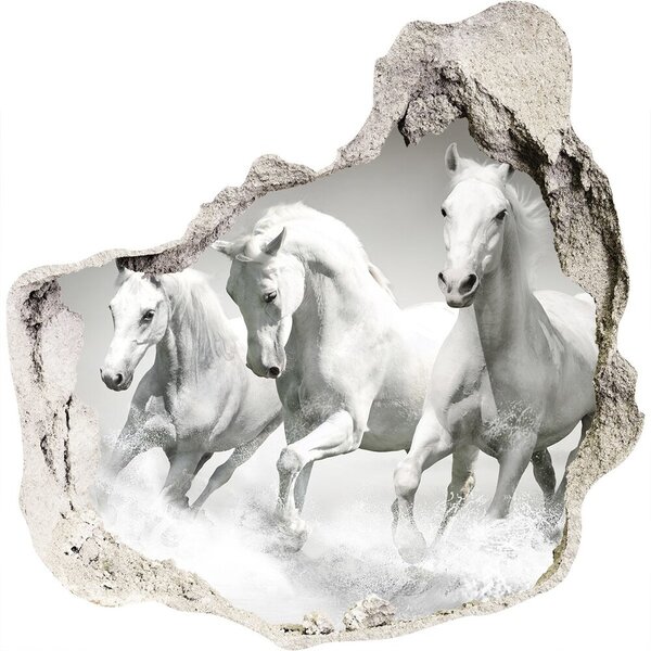 Díra 3D fototapeta na stěnu Bílí koně nd-p-44040199