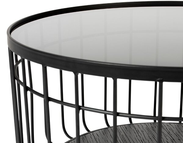 White Label Černý skleněný kulatý konferenční stolek WLL Lance 60 cm