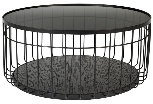 White Label Černý skleněný kulatý konferenční stolek WLL Lance 80 cm