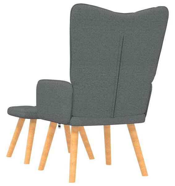 Relaxační křeslo se stoličkou tmavě šedé textil 327535
