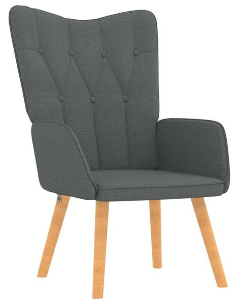 Relaxační křeslo se stoličkou tmavě šedé textil 327535