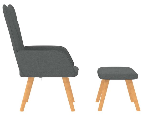 Relaxační křeslo se stoličkou tmavě šedé textil 327535
