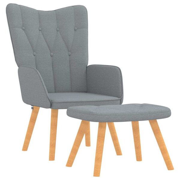 Relaxační křeslo se stoličkou světle šedé textil 327534