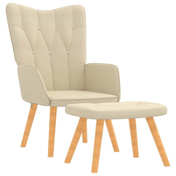 Relaxační křeslo se stoličkou krémové textil 327536