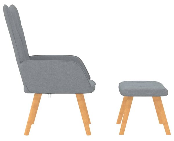 Relaxační křeslo se stoličkou světle šedé textil 327534