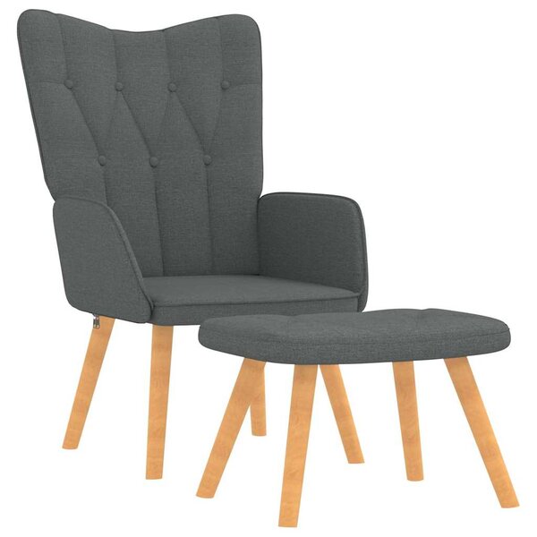 Relaxační křeslo se stoličkou tmavě šedé textil 327535