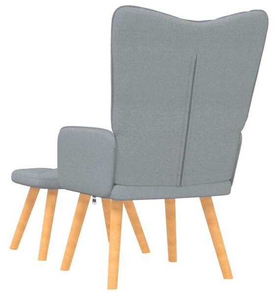 Relaxační křeslo se stoličkou světle šedé textil 327534