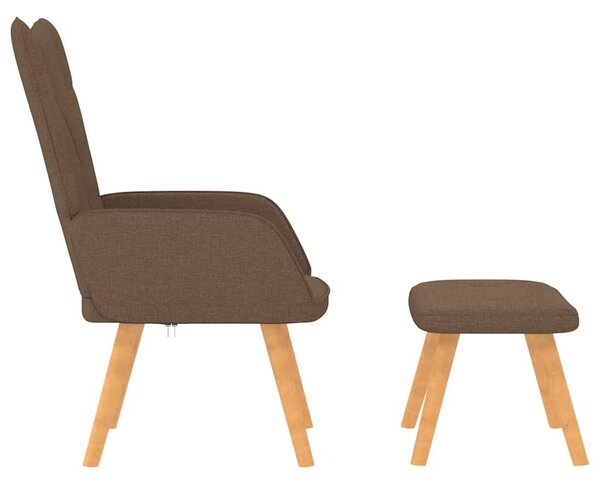 Relaxační křeslo se stoličkou hnědé textil 327537