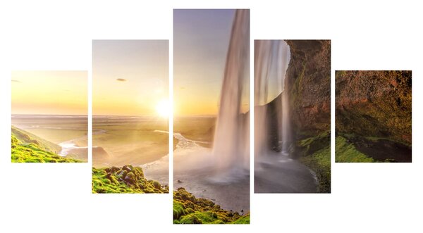 Obraz - Seljalandsfoss zpoza nitra jeskyně (125x70 cm)