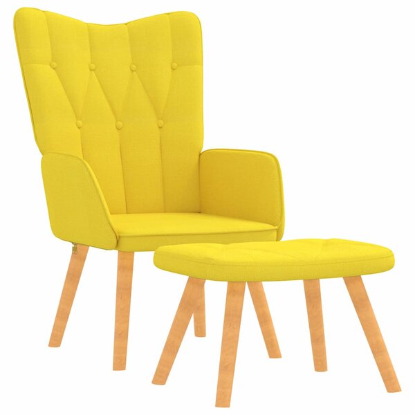 Relaxační křeslo se stoličkou hořčicově žluté textil 327541