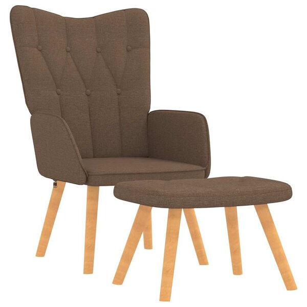 Relaxační křeslo se stoličkou hnědé textil 327537