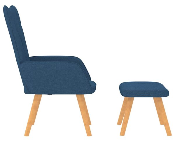 Relaxační křeslo se stoličkou modré textil 327538