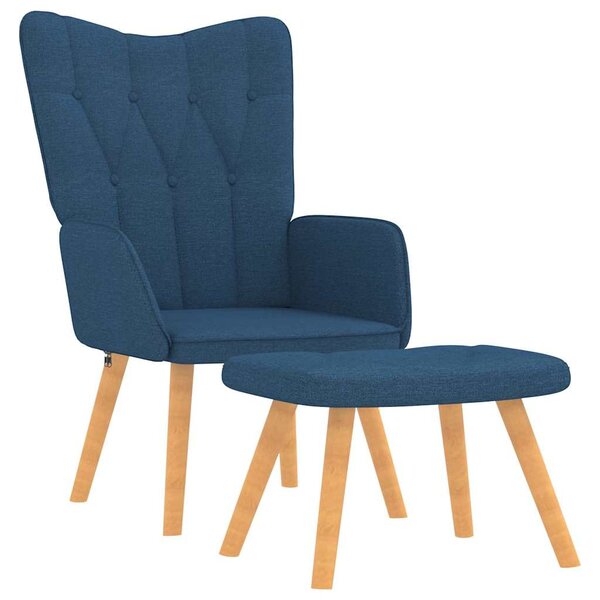 Relaxační křeslo se stoličkou modré textil 327538